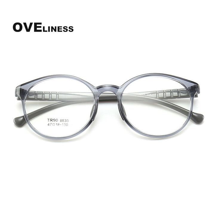 Oveliness Children's Unisex Full Rim Round Tr90 Titanium Eyeglasses 8835 Full Rim Oveliness grey
