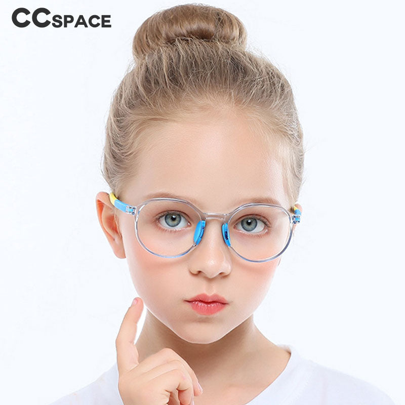CCspace Children's Unisex Full Rim Round Tr 90 Titanium Frame Eyeglasses 49529 Full Rim CCspace