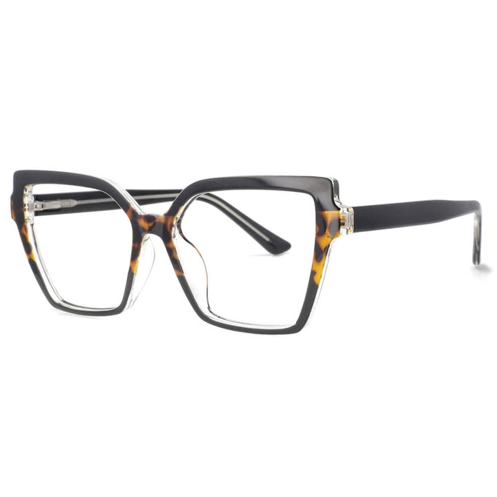 CCspace Women's Full Rim Oversized Square Cat Eye Tr 90 Titanium Frame Eyeglasses 53683 Full Rim CCspace black