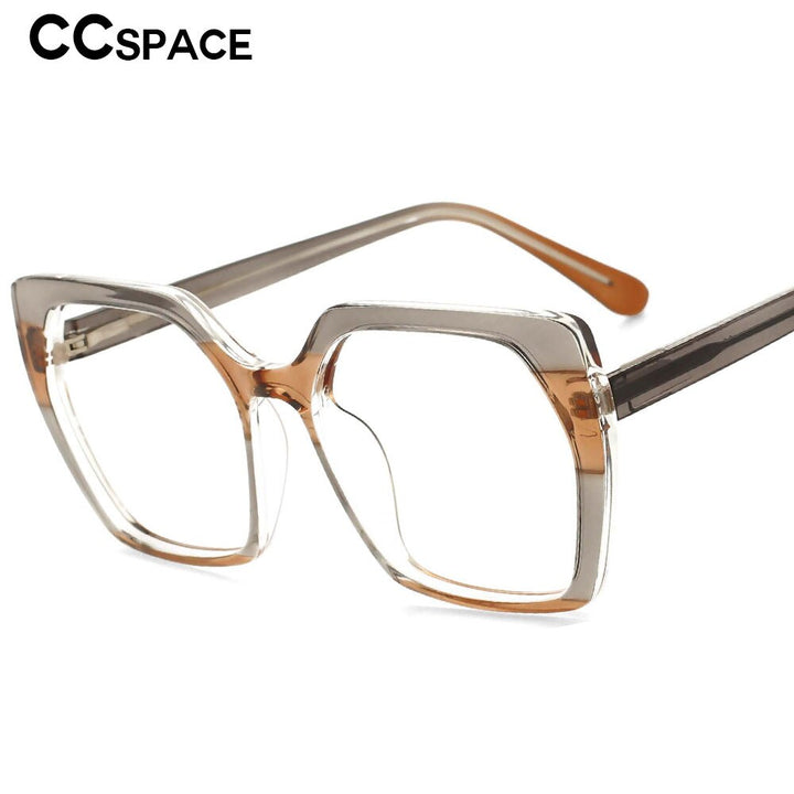 CCspace Unisex Full Rim Oversized Polygon Square Tr 90 Titanium Frame Eyeglasses 53590 Full Rim CCspace