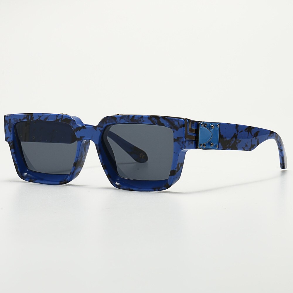 CCspace Unisex Full Rim Square Resin Frame Sunglasses 46167 Sunglasses CCspace Sunglasses B14BlueBlack LargeFrame