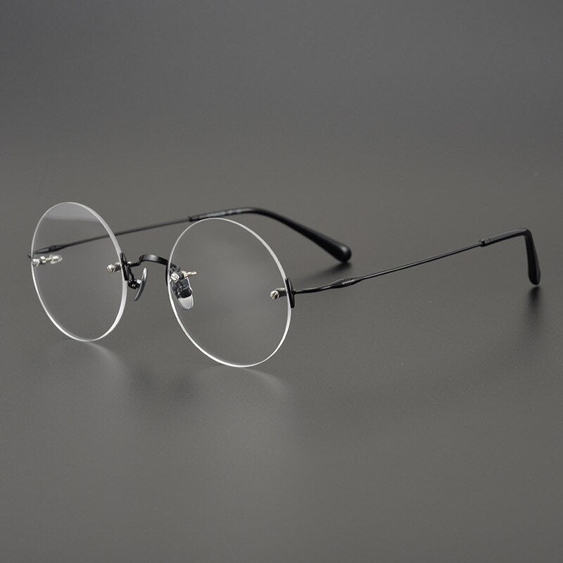 Gatenac Unisex Rimless Round Titanium Frame Eyeglasses Gxyj647 Rimless Gatenac