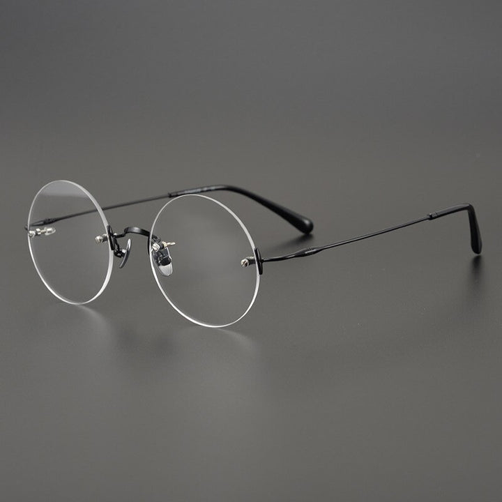 Gatenac Unisex Rimless Round Titanium Frame Eyeglasses Gxyj647 Rimless Gatenac