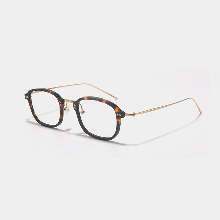 Gatenac Unisex Full Rim Square Titanium Acetate Frame Eyeglasses Gxyj364 Full Rim Gatenac