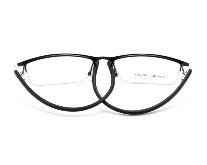 Men's Semi Rim Alloy Frame Eyeglasses 61004 Semi Rim Bclear
