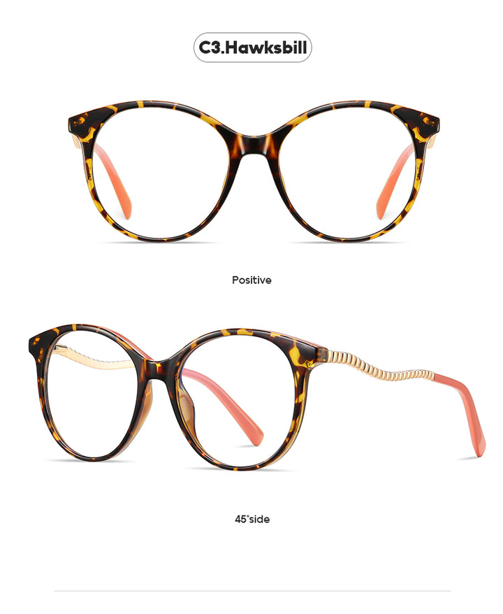 Gmei Women's Full Rim TR 90 Metal Round Frame Eyeglasses 2067 Full Rim Gmei Optical