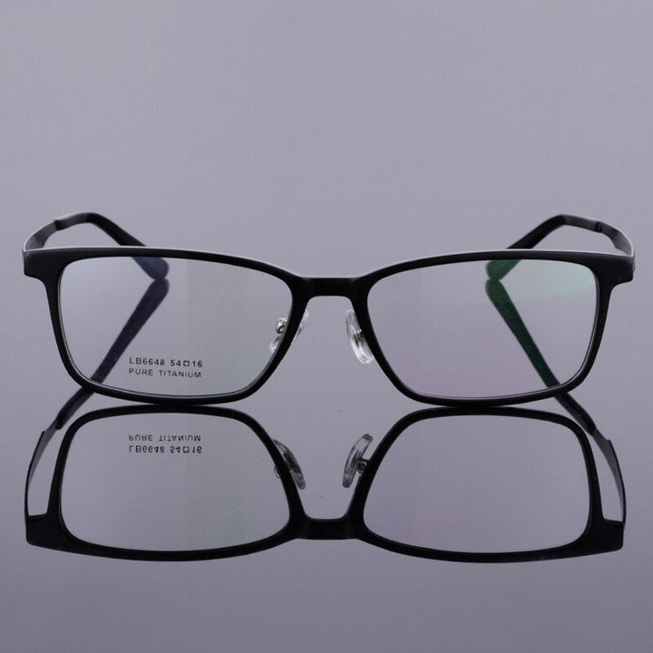 Bclear Men's Full Rim Titanium Acetate Eyeglasses 6648 Full Rim Bclear Black