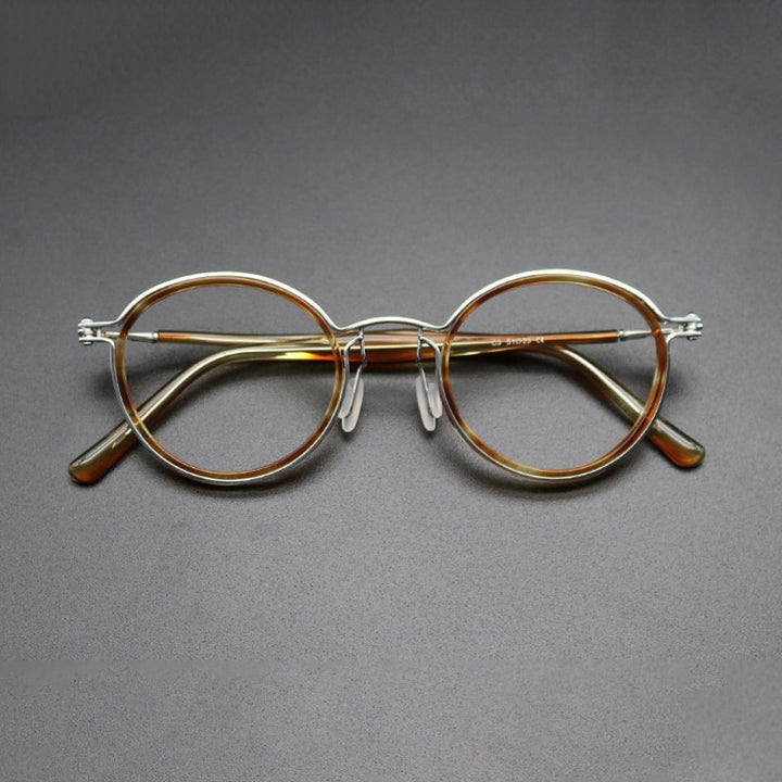 Gatenac Unisex Full Rim Round Titanium Frame Eyeglasses Gxyj639 Full Rim Gatenac Style2 T3