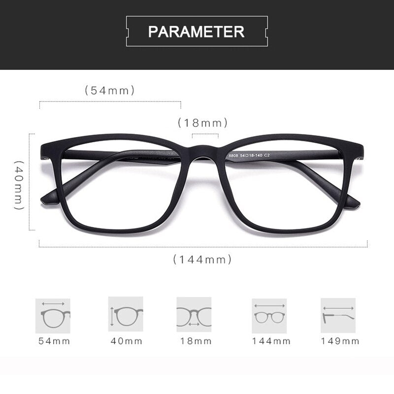 Hotony Unisex Full Rim Square Ultem Frame Eyeglasses 8808 Full Rim Hotony