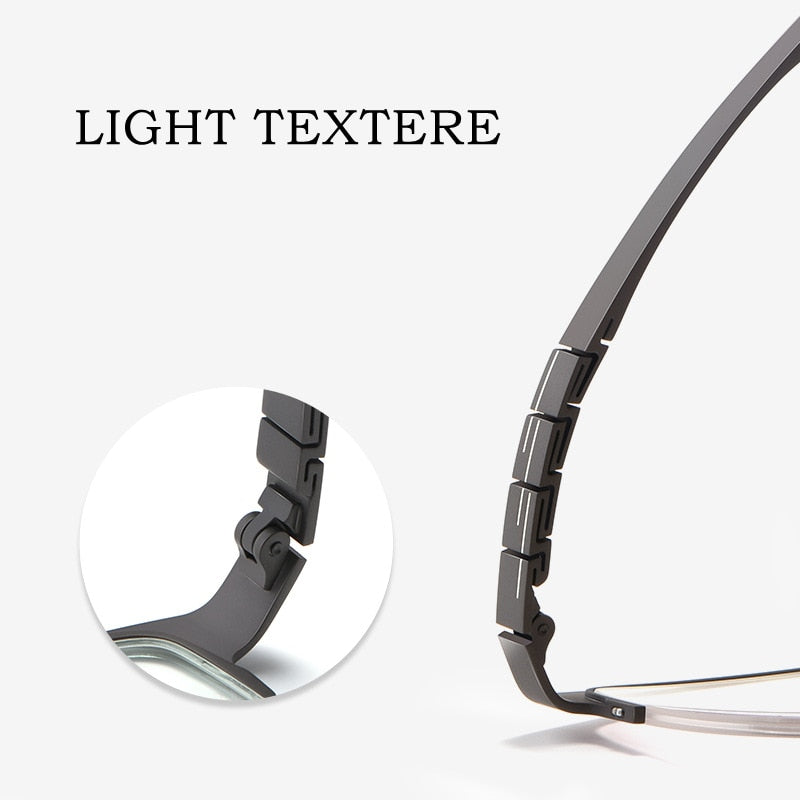Yimaruili Men's Semi Rim Titanium Rectangular Frame Eyeglasses HT0186 Semi Rim Yimaruili Eyeglasses