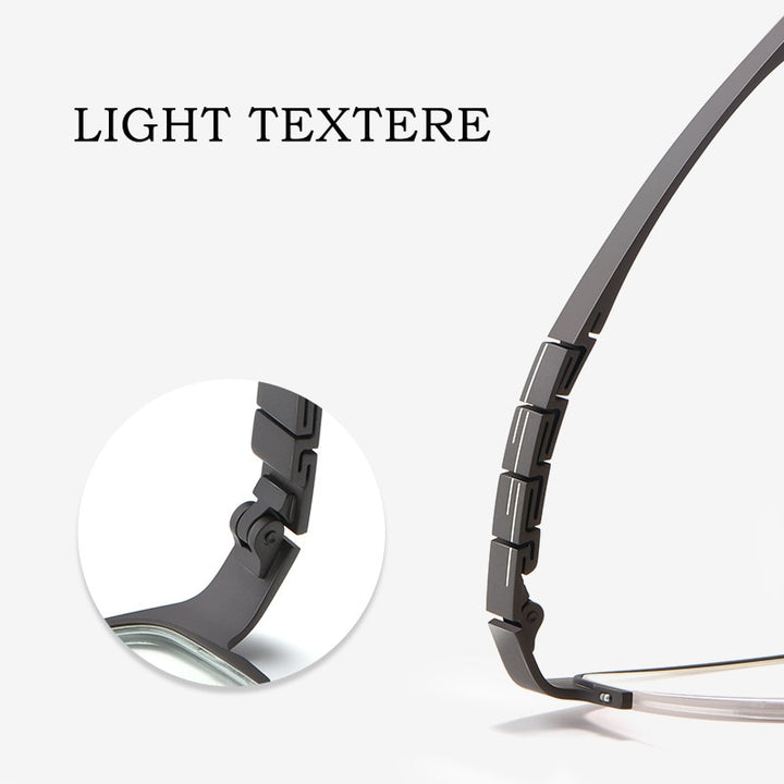 Yimaruili Men's Semi Rim Titanium Rectangular Frame Eyeglasses HT0186 Semi Rim Yimaruili Eyeglasses