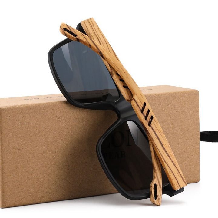 Yimaruili Unisex Full Rim Square  Bamboo/Wooden Frame Polarized Lens Sunglasses 8028 Sunglasses Yimaruili Sunglasses   