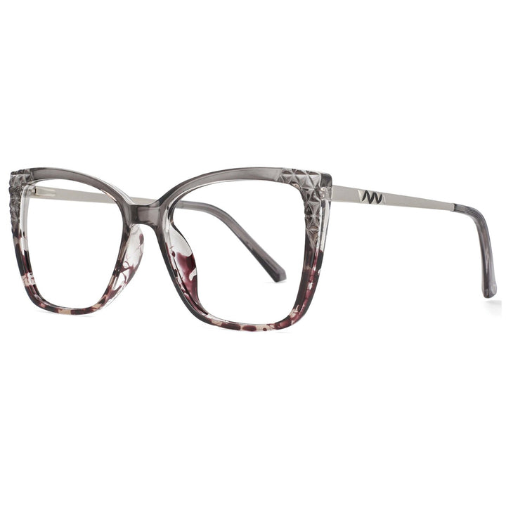 CCspace Women's Full Rim Square Cat Eye Tr 90 Titanium Frame Eyeglasses 53715 Full Rim CCspace gray leopard