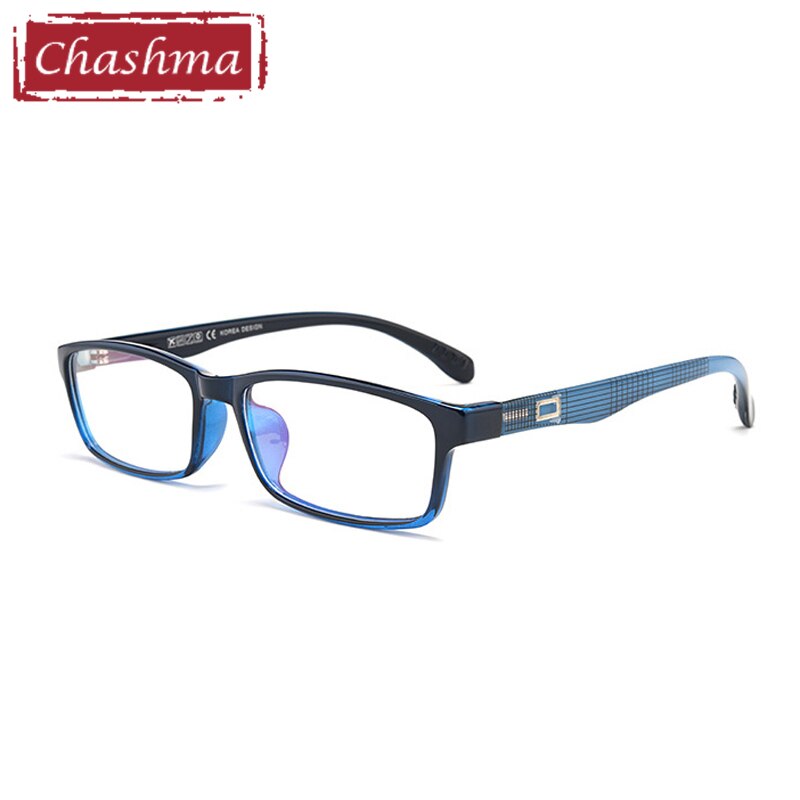 Chashma Men's Full Rim TR 90 Resin Titanium Rectangle Frame Eyeglasses 2300 Full Rim Chashma Blue