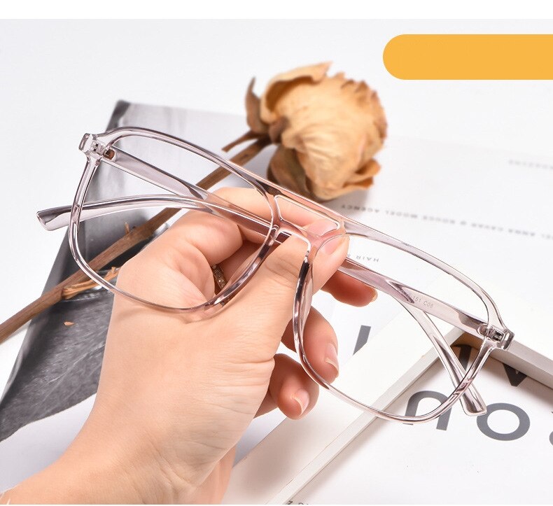 Yimaruili Unisex Full Rim TR 90 Resin Double Bridge Frame Eyeglasses D138 Full Rim Yimaruili Eyeglasses Transparent Gray