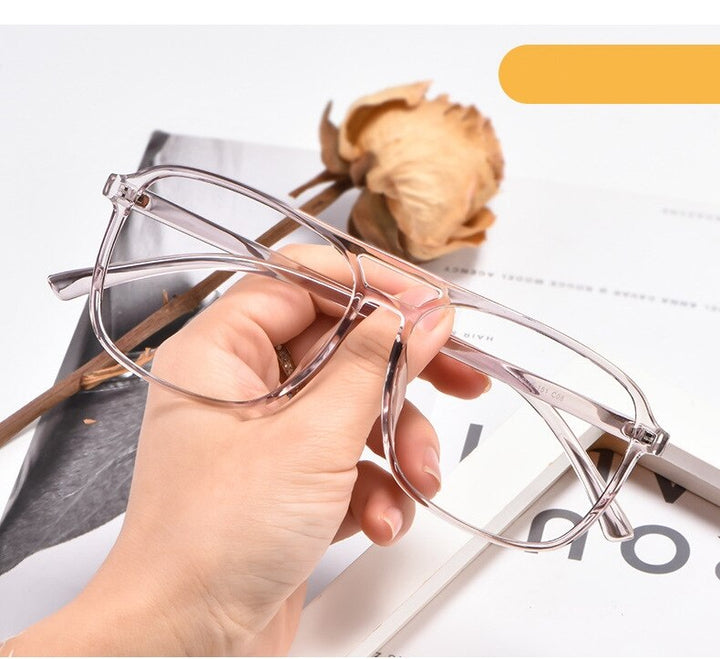 Yimaruili Unisex Full Rim TR 90 Resin Double Bridge Frame Eyeglasses D138 Full Rim Yimaruili Eyeglasses Transparent Gray