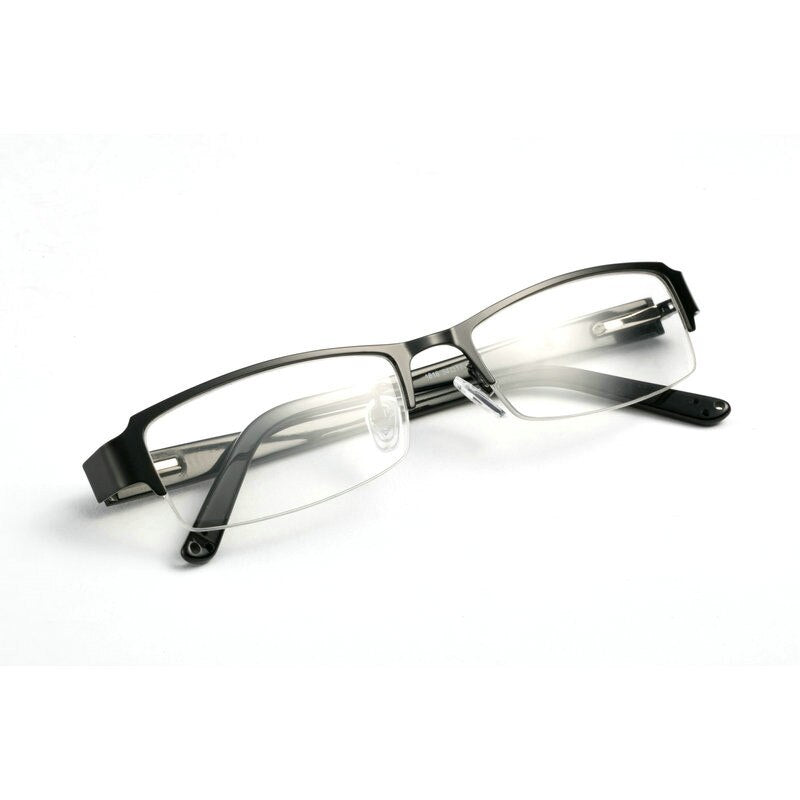Bclear Men's Semi Rim Acetate Alloy Square Eyeglasses Spring Hinge N1816 Semi Rim Bclear