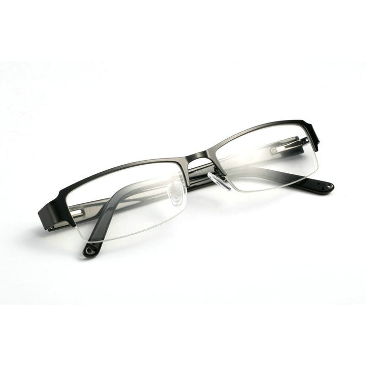 Bclear Men's Semi Rim Acetate Alloy Square Eyeglasses Spring Hinge N1816 Semi Rim Bclear