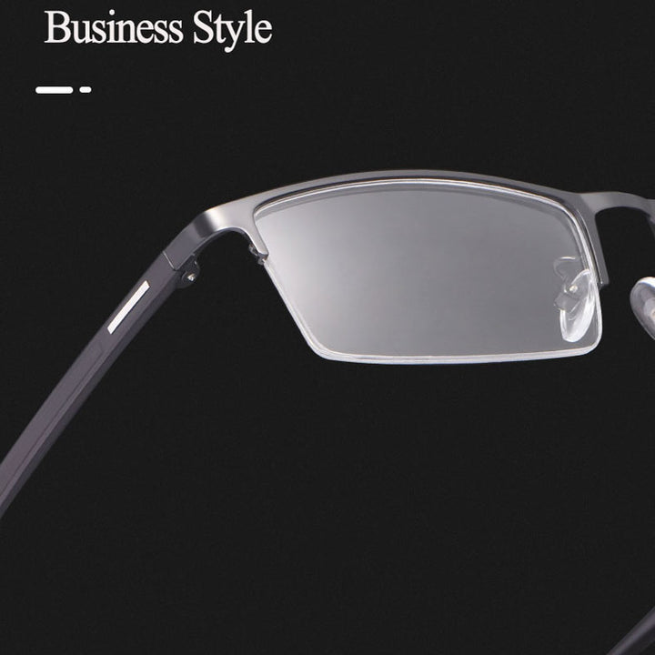 Hotochki Men's Semi Rim Rectangular Alloy Frame Eyeglasses 9102 Semi Rim Hotochki