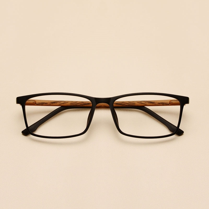Yimaruili Unisex Full Rim Imitation Wood Grain Resin Frame Eyeglasses 98056 Full Rim Yimaruili Eyeglasses Black brown