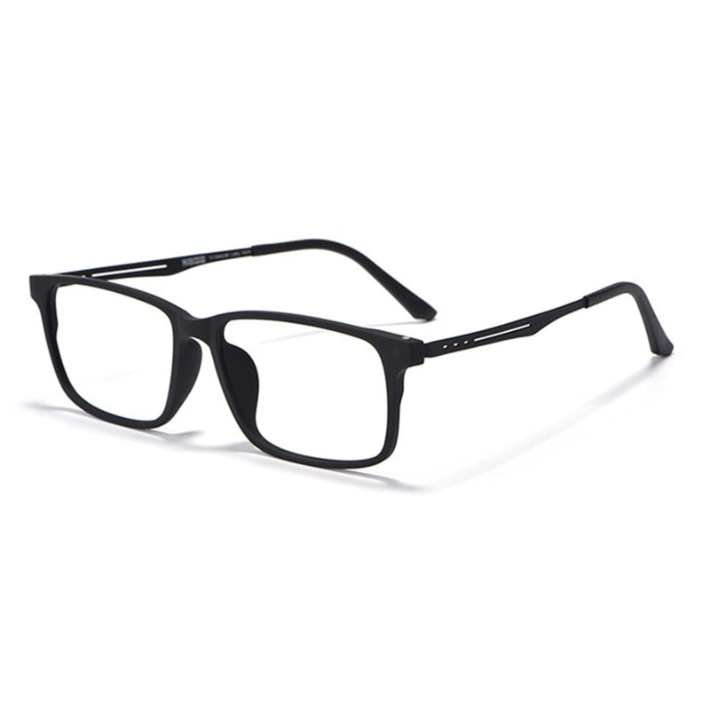 Hotony Unisex Full Rim TR 90 Square Frame Titanium Temple Eyeglasses 8838 Full Rim Hotony black