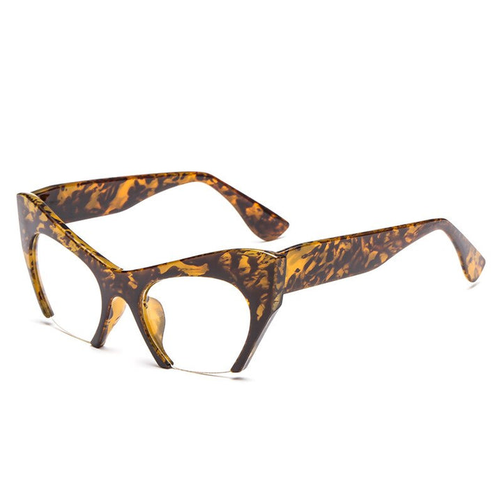 CCspace Unisex Semi Rim Cat Eye Resin Frame Eyeglasses 45292 Semi Rim CCspace C5Bean-Curd