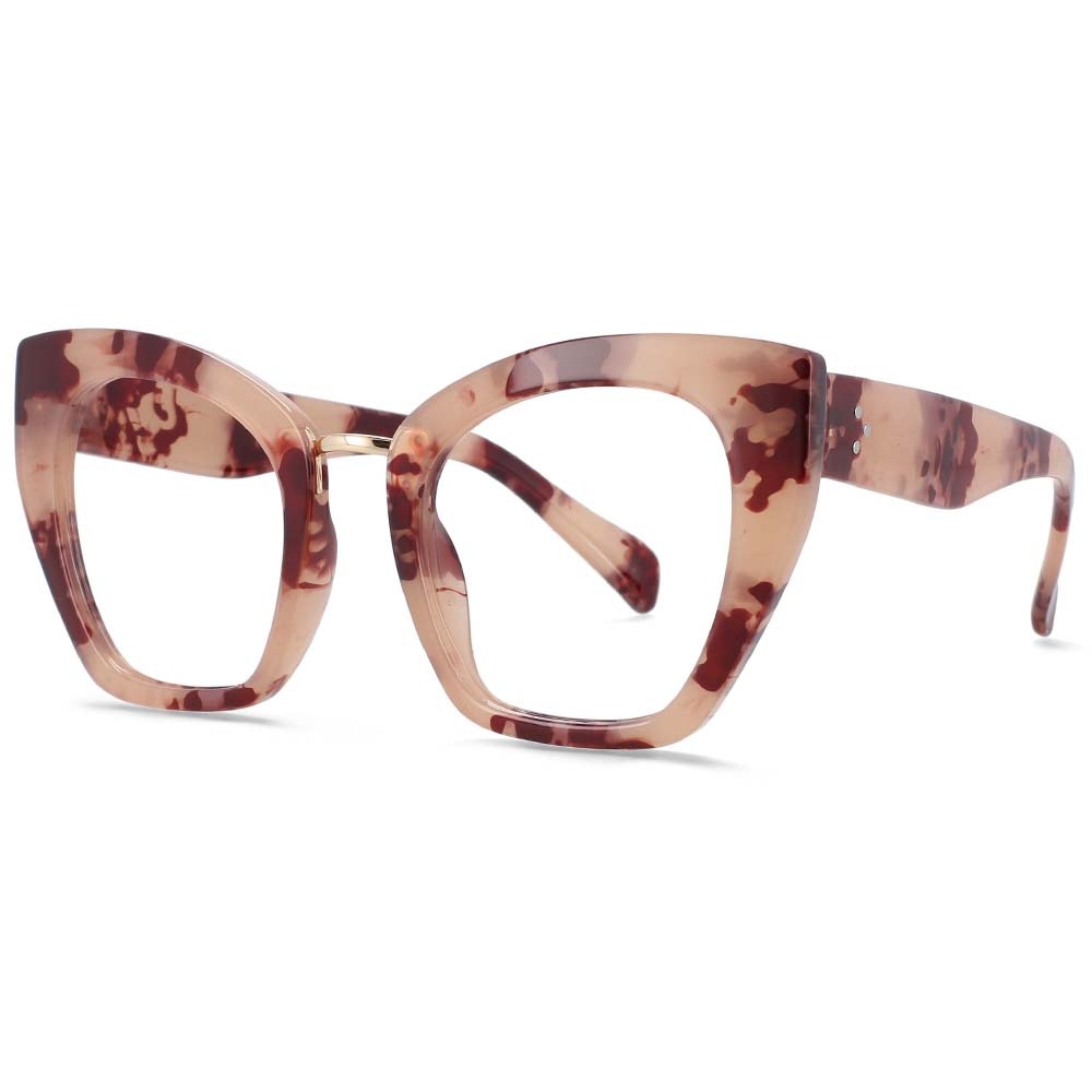 CCspace Unisex Full Rim Oversized Cat Eye Resin Frame Eyeglasses 54045 Full Rim CCspace leopard C