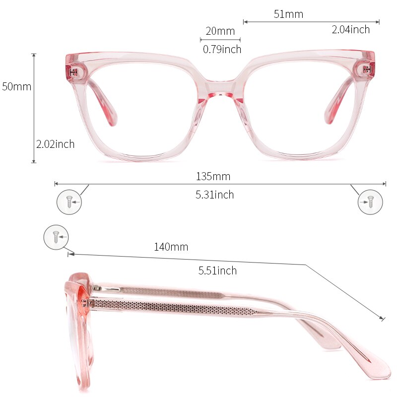Kansept Women's Full Rim Cat Eye Acetate Alloy Frame Eyeglasses Me1202 Full Rim Kansept