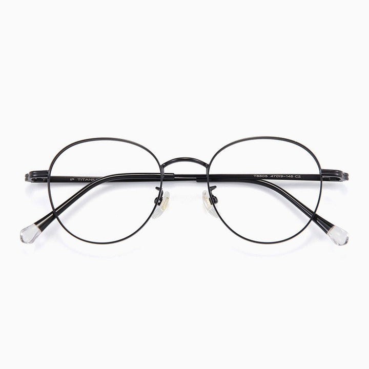 Yimaruili Unisex Full Rim Round Titanium Frame Eyeglasses T8805 Full Rim Yimaruili Eyeglasses