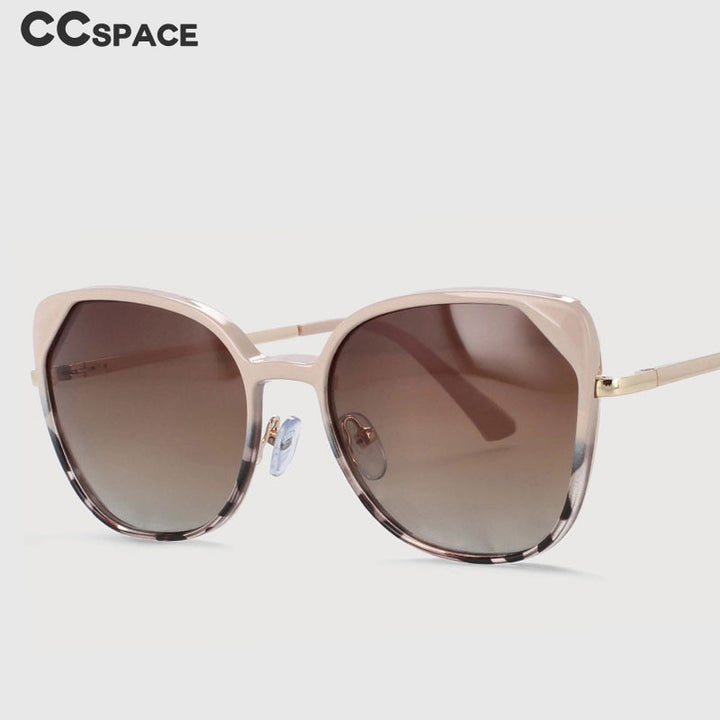 CCspace Women's Full Rim Cat Eye Alloy Eyeglasses Clip On Sunglasses 53963 With Clip Ons CCspace