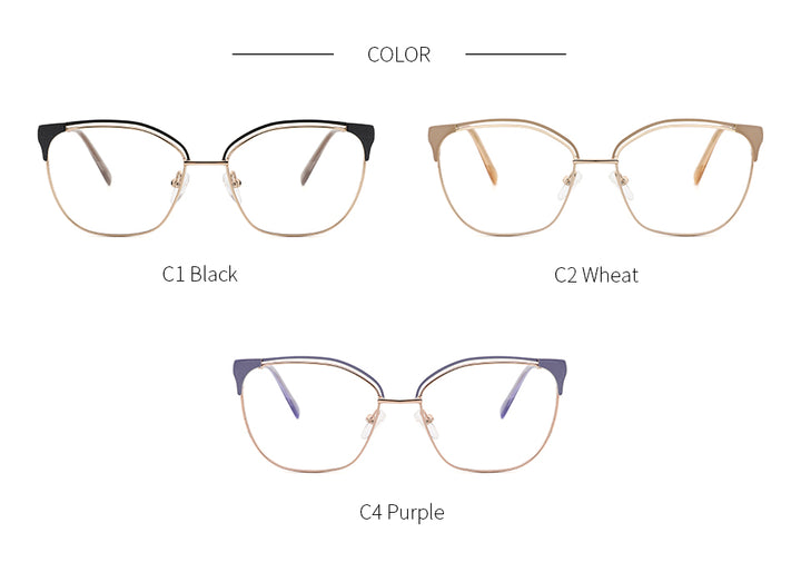 Kansept Women's Full Rim Cat Eye Stainless Steel Frame Eyeglasses Mg3532 Full Rim Kansept