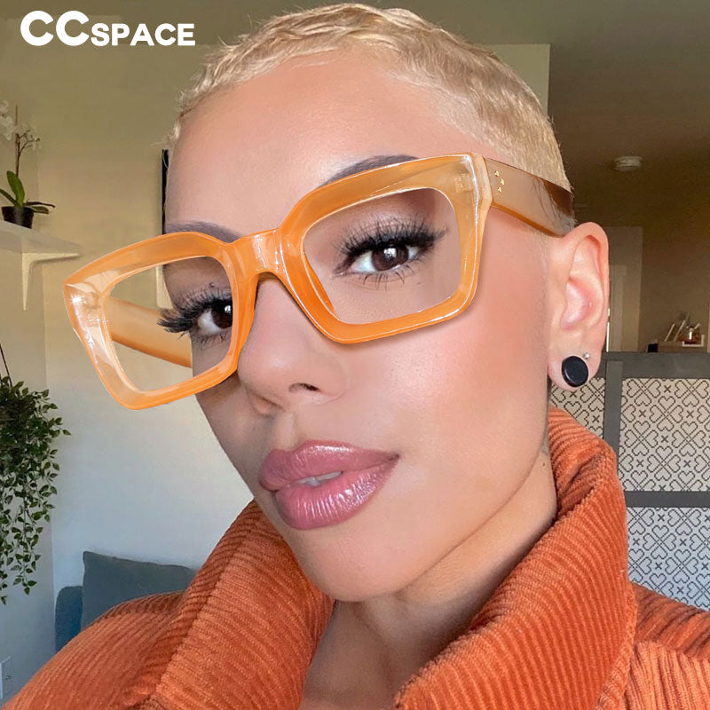 CCspace Unisex Full Rim Square Cat Eye Resin Rivet Frame Eyeglasses 47105 Full Rim CCspace