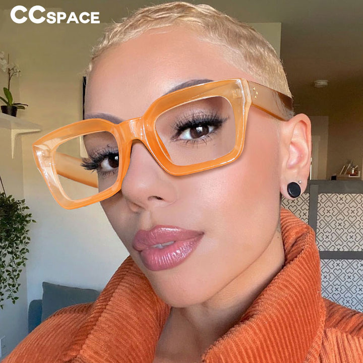 CCspace Unisex Full Rim Square Cat Eye Resin Rivet Frame Eyeglasses 47105 Full Rim CCspace