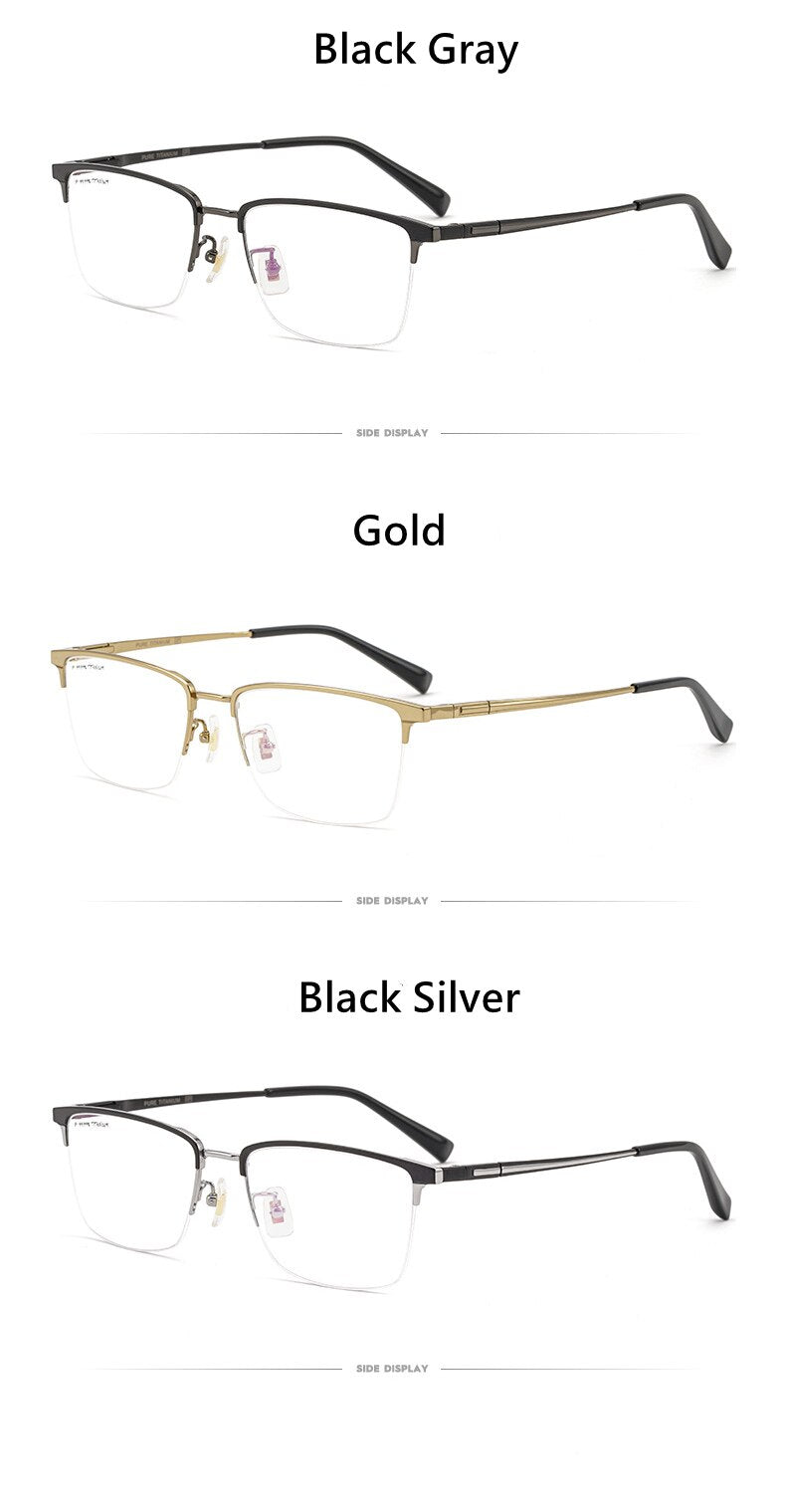 Yimaruili Men's Semi Rim Titanium Frame Eyeglasses 226186 Semi Rim Yimaruili Eyeglasses