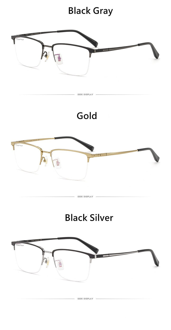 Yimaruili Men's Semi Rim Titanium Frame Eyeglasses 226186 Semi Rim Yimaruili Eyeglasses
