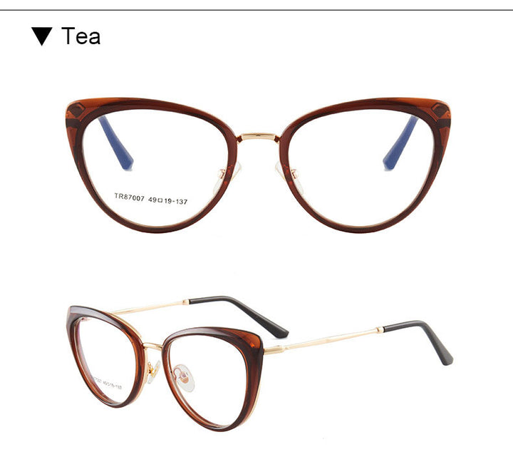 Hotony Women's Full Rim TR 90 Resin Cat Eye Frame Eyeglasses 7007 Full Rim Hotony