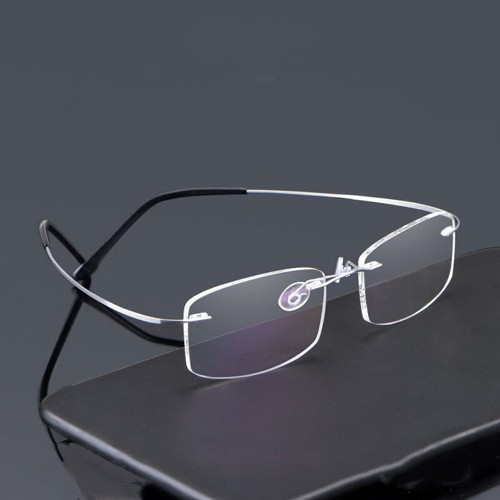 Yimaruili Unisex Rimless TR 90 Resin β Titanium Frame Eyeglasses Rimless Yimaruili Eyeglasses
