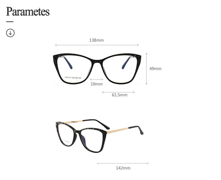 Hotony Women's Full Rim TR 90 Resin Square Cat Eye Frame Eyeglasses 7011 Full Rim Hotony
