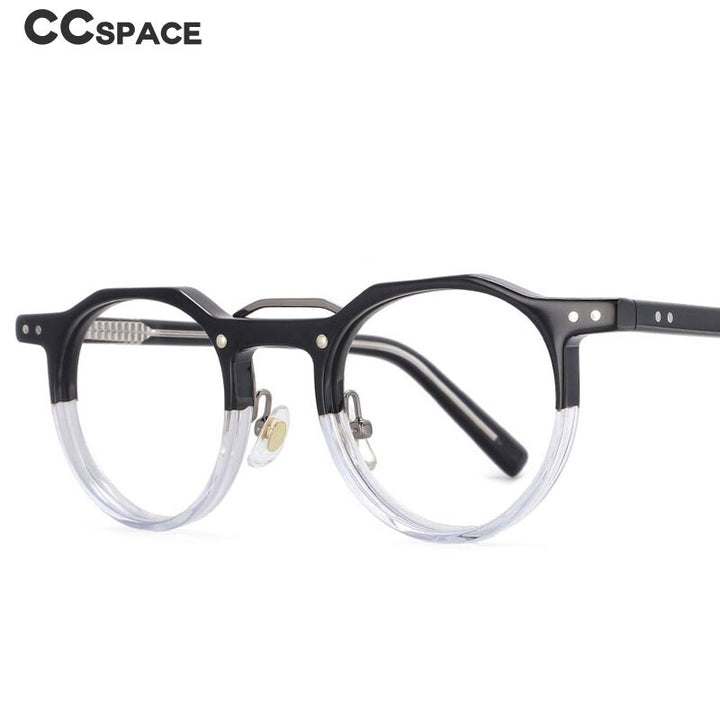 CCSpace Women's Full Rim Round Double Bridge Acetate Alloy Frame Eyeglasses 53894 Full Rim CCspace