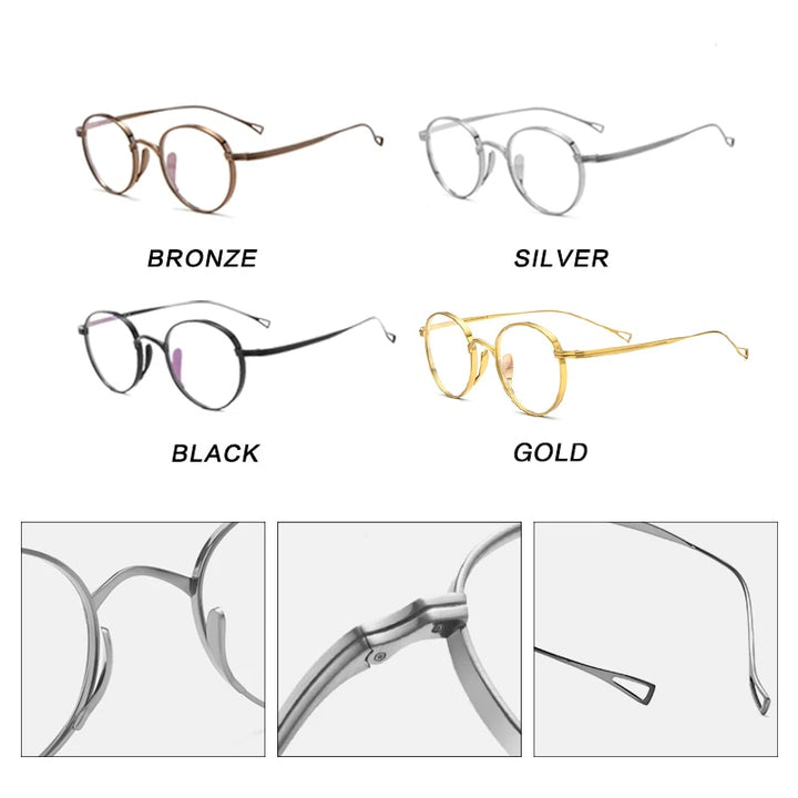 Gatenac Unisex Full Rim Round Titanium Frame Eyeglasses Gxyj485 Full Rim Gatenac