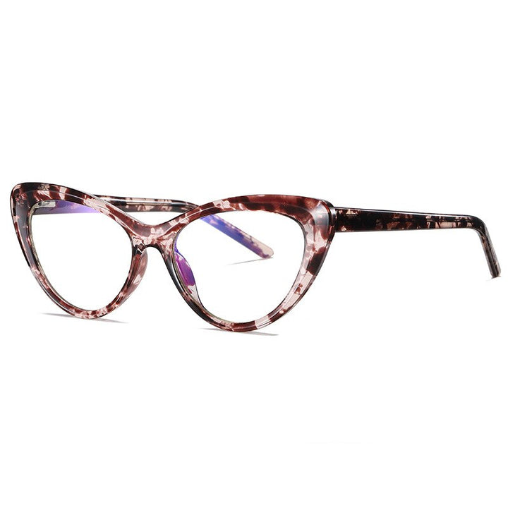 CCspace Unisex Full Rim Cat Eye Tr 90 Titanium Frame Eyeglasses 49082 Full Rim CCspace C211-P30Floral