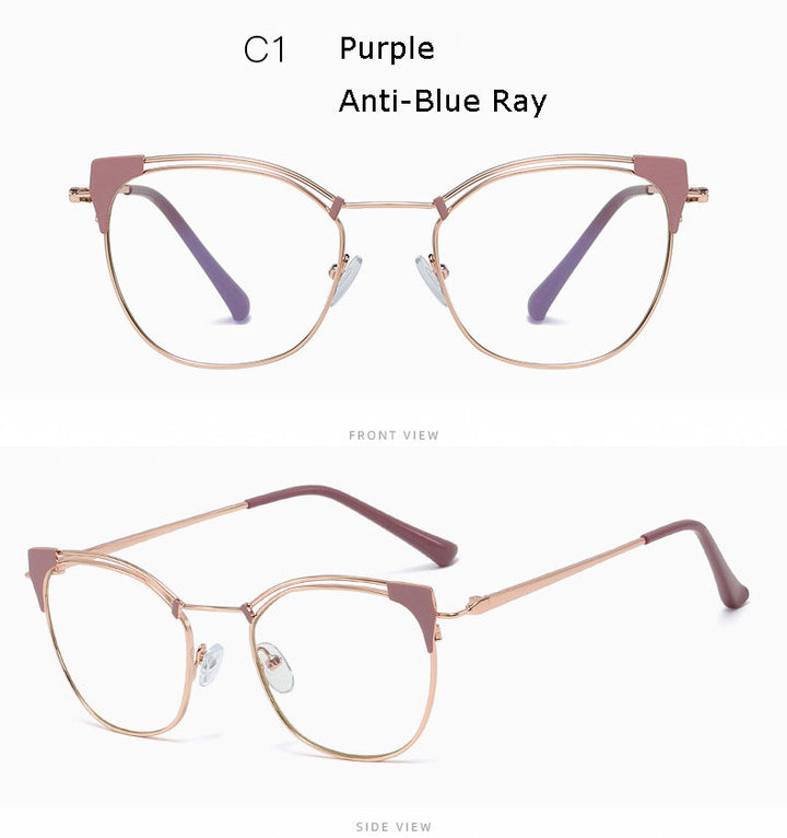 Hotony Unisex Full Rim Cat Eye Alloy Frame Eyeglasses L95537 Full Rim Hotony
