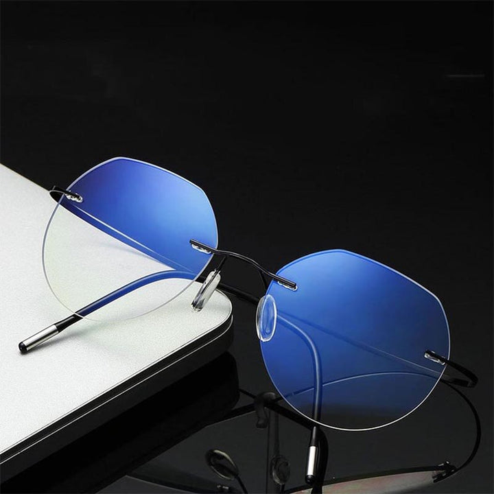 Hdcrafter Unisex Rimless Polygon Round Titanium Frame Eyeglasses 6001-6002 Rimless Hdcrafter Eyeglasses