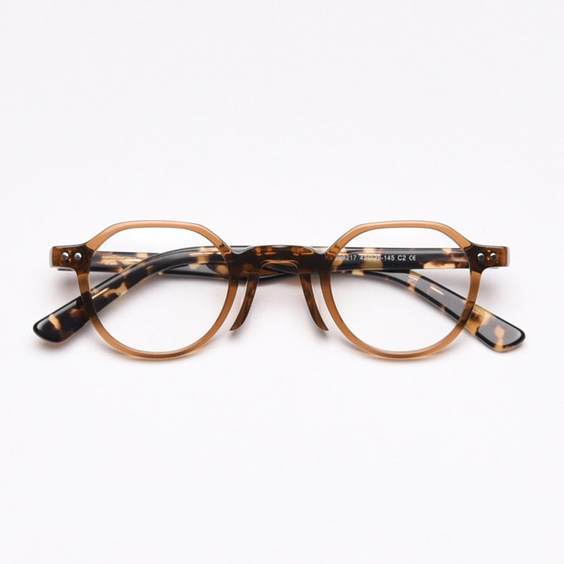 CCspace Unisex Full Rim Round Acetate Frame Eyeglasses 49806 Full Rim CCspace C2Leopard