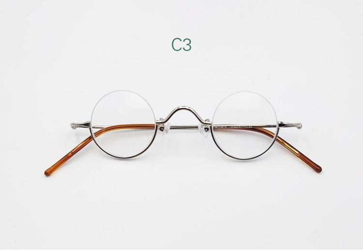 Yujo Unisex Semi Rim Round Stainless Steel Eyeglasses Customized Lens Options 35mm Semi Rim Yujo C3 China