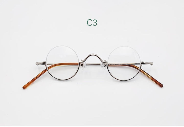Yujo Unisex Semi Rim Round Stainless Steel Eyeglasses Customized Lens Options 35mm Semi Rim Yujo C3 China
