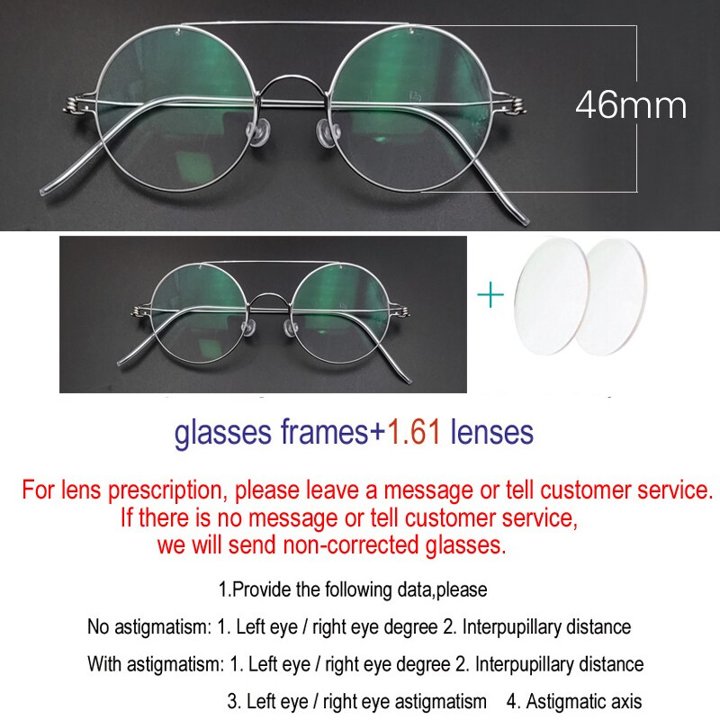Yujo Unisex Full Rim Stainless Steel Round Double Bridge Eyeglasses Y023 Full Rim Yujo 1.61 China