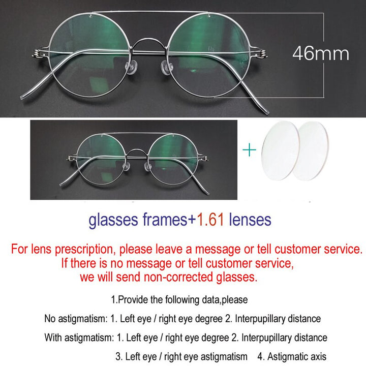 Yujo Unisex Full Rim Stainless Steel Round Double Bridge Eyeglasses Y023 Full Rim Yujo 1.61 China