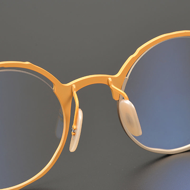 Gatenac Unisex Full Rim Round Titanium Frame Eyeglasses Gxyj665 Full Rim Gatenac