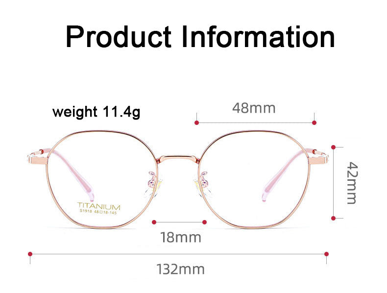 Hotony Women's Full Rim Round Titanium Frame Eyeglasses S1918 Full Rim Hotony